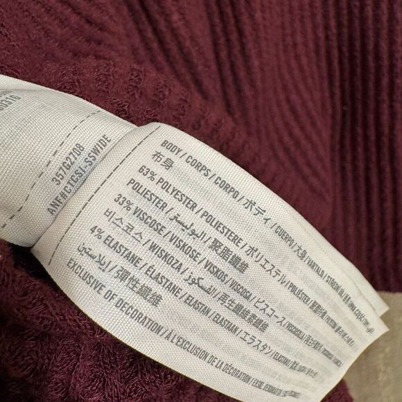 Hollister Burgundy Waffle Oversized Cropped Hoodie Sweater Medium - Picture 7 of 8